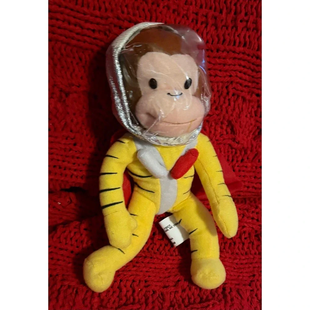 Kellytoy Curious George Astronaut Plush Space Suit Yellow Red Cape 8 inch Toy